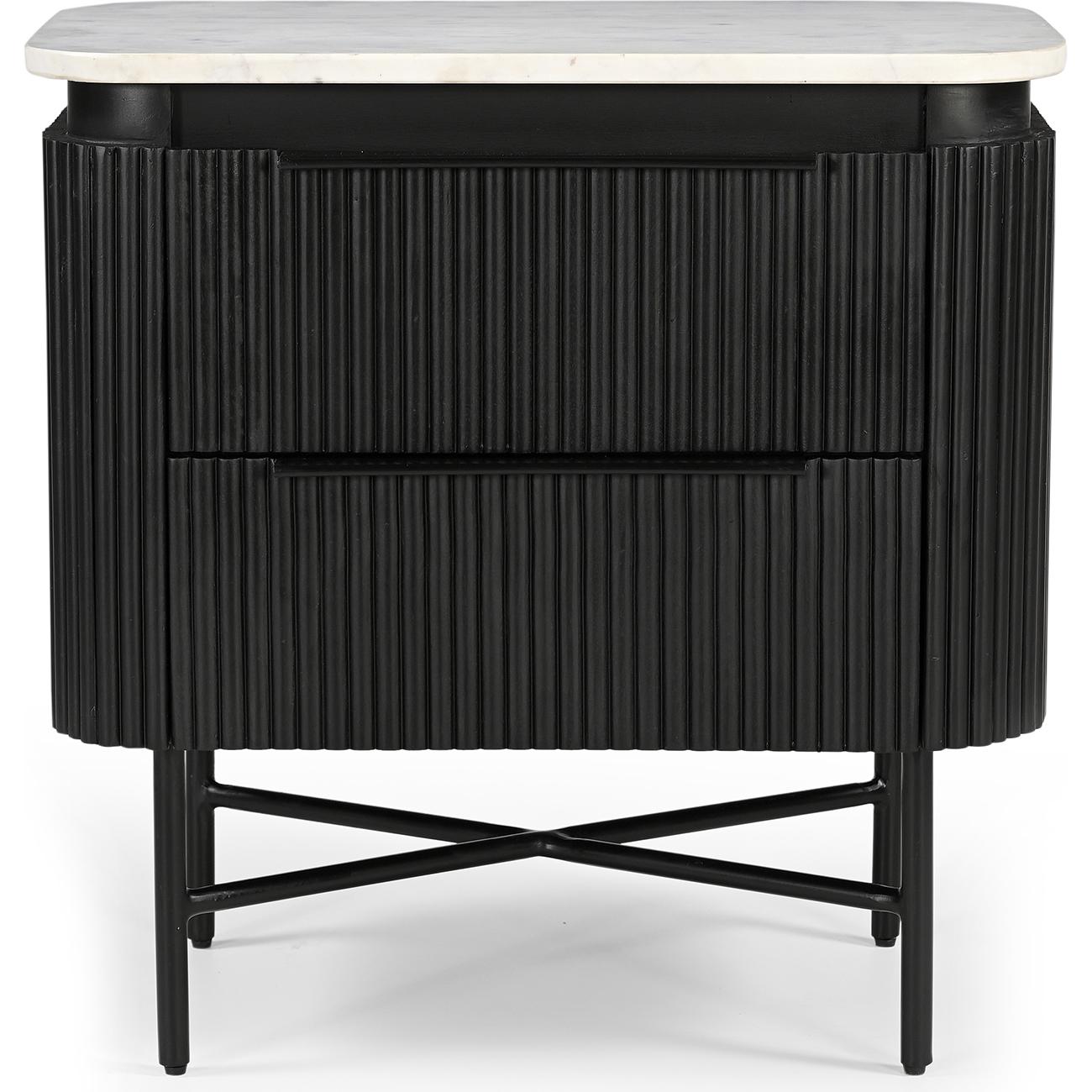 Тумбочка прикроватная Isabella Lilac ice top and black wooden base 2 ящика 60 см Тумбочка прикроватная Isabella Lilac ice top and black wooden base 2 ящика 60 см