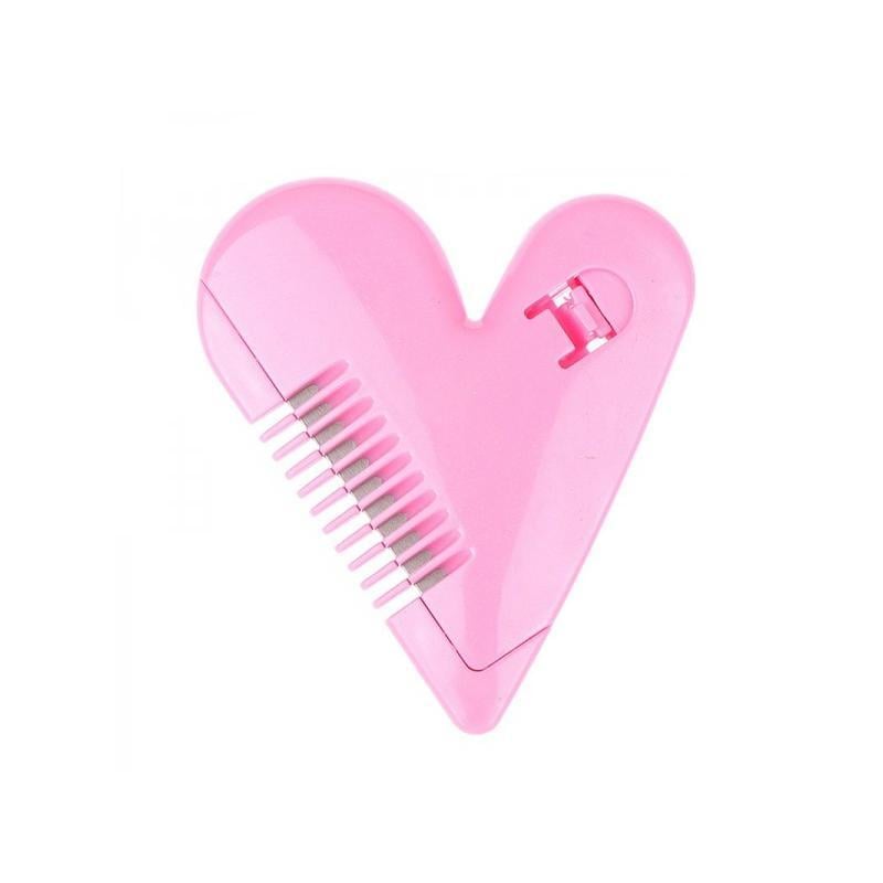 Гребешок с лезвием филировочный для безопасной стрижки Сердце Розовый (2610823795)