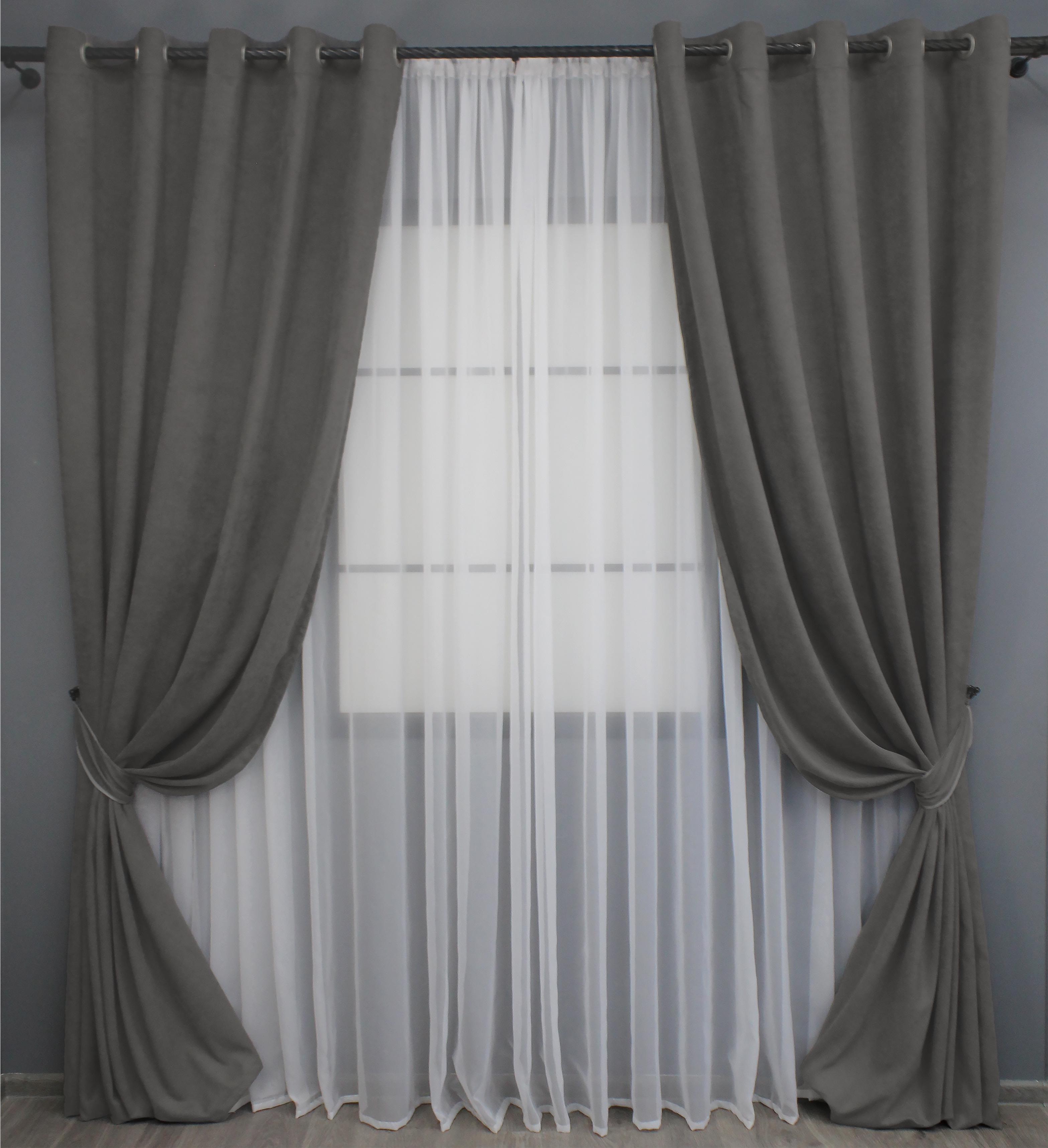 Комплект штор на люверсах VR-Textil Микровелюр Petek №1484ш 150х270 см 2 шт. Серый (37-0166)