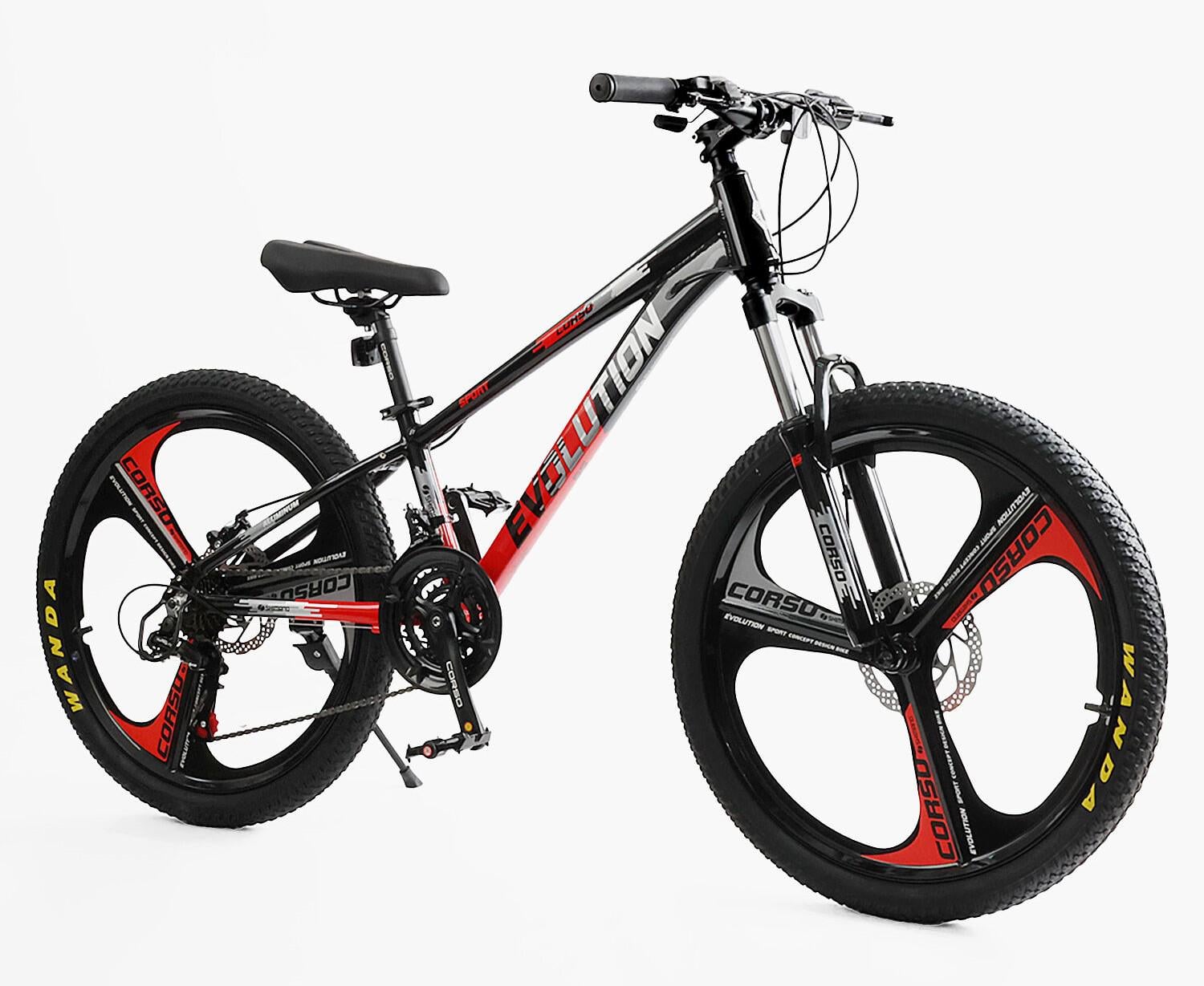 Велоcипед спортивный Corso Evolution 24" рама алюминиевая 11" оборудование Shimano 21 скорость Черный (32143214)