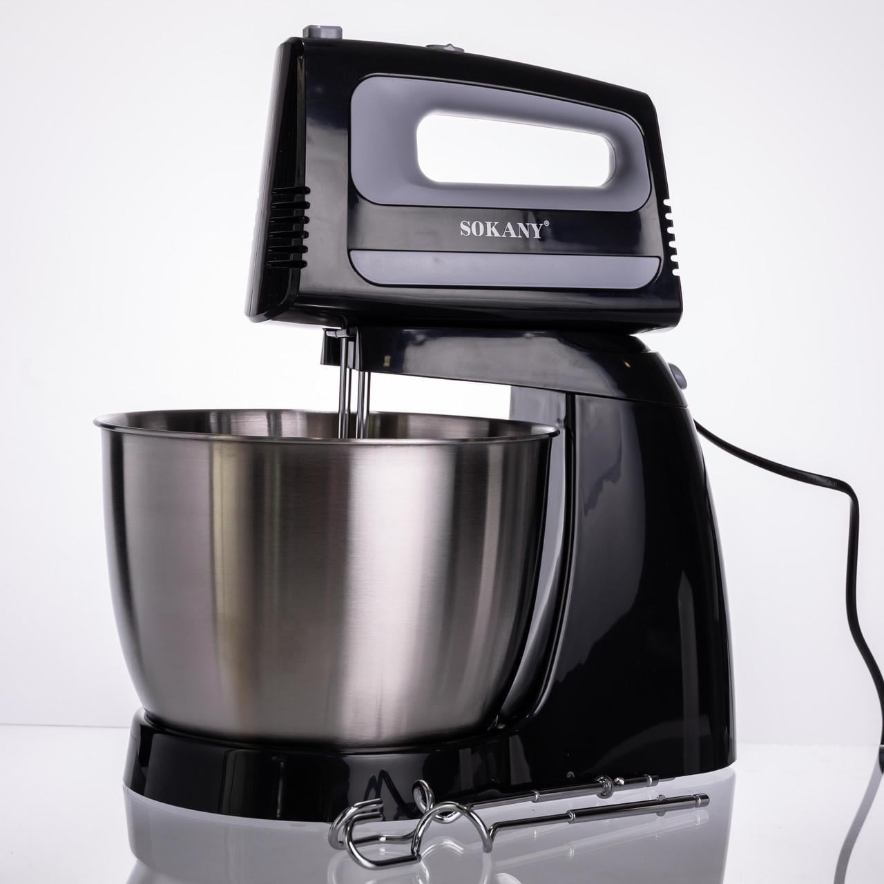 Міксер стаціонарний Sokany з чашею 5 швидкостей/2 насадки 3,5 л 400 Вт Чорний (CX-6622)