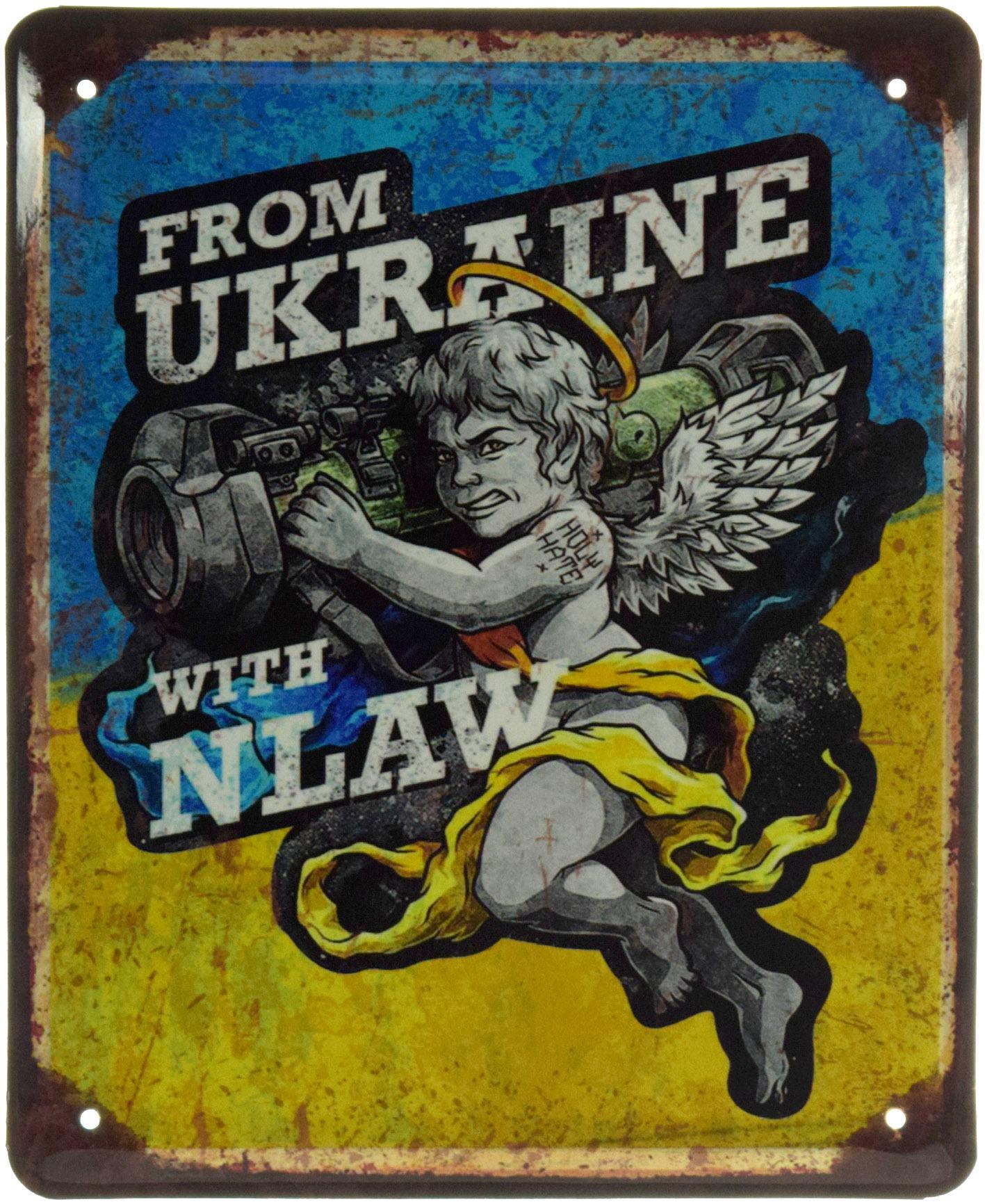 Табличка металева "From Ukraine With NLAW" 18x22 см (ms-103660)