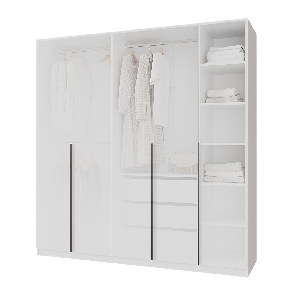 Шкаф распашной с тумбой Меблітренд Чиназес ЧиТ-2000 2000х500х2050 мм Белый (27286695) - фото 2 Шкаф распашной с тумбой Меблітренд Чиназес ЧиТ-2000 2000х500х2050 мм Белый (27286695) - фото 2