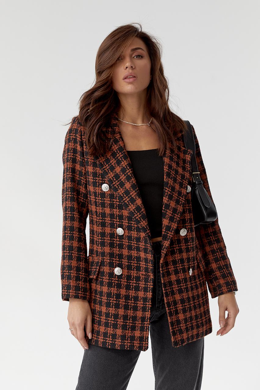 Піджак жіночий твідовий M Коричневий (9528386) - фото 5 Піджак жіночий твідовий M Коричневий (9528386) - фото 5