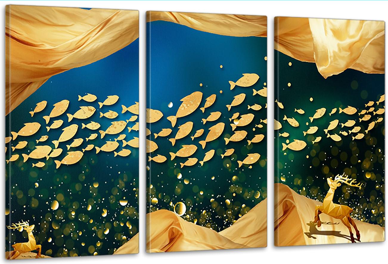 Картина модульная в гостиную/спальню Рыбки 53х100 см (ART-175_3A)