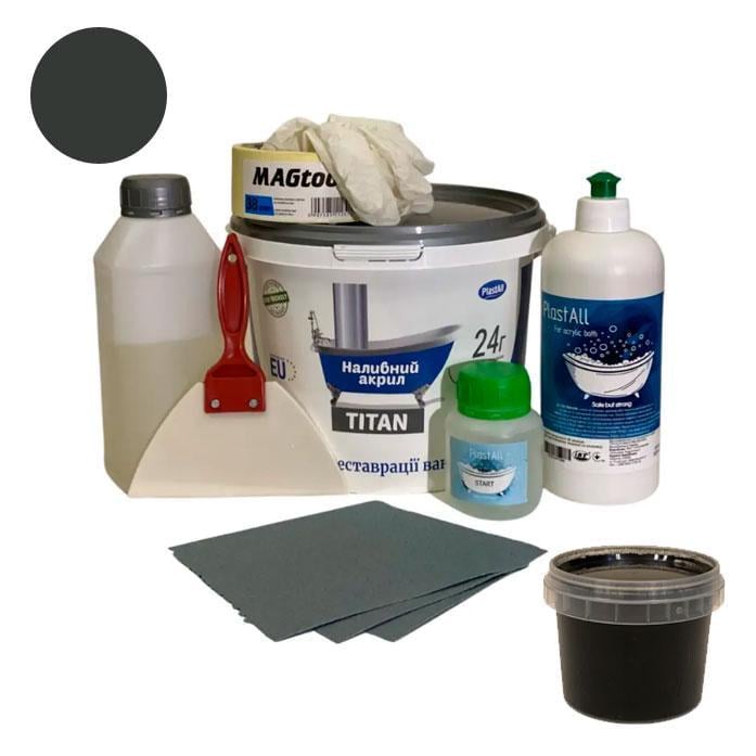 Акрил жидкий с набором для реставрации ванн Plastall Titan 1,5 м 2,9 кг Черный (23915812)