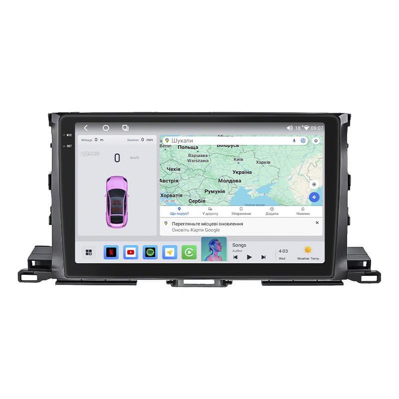 Автомагнитола штатная Lesko для TOYOta Highlander III U50 2013-2016 10" 4/64 QLED CarPlay 4G Wi-Fi GPS 360