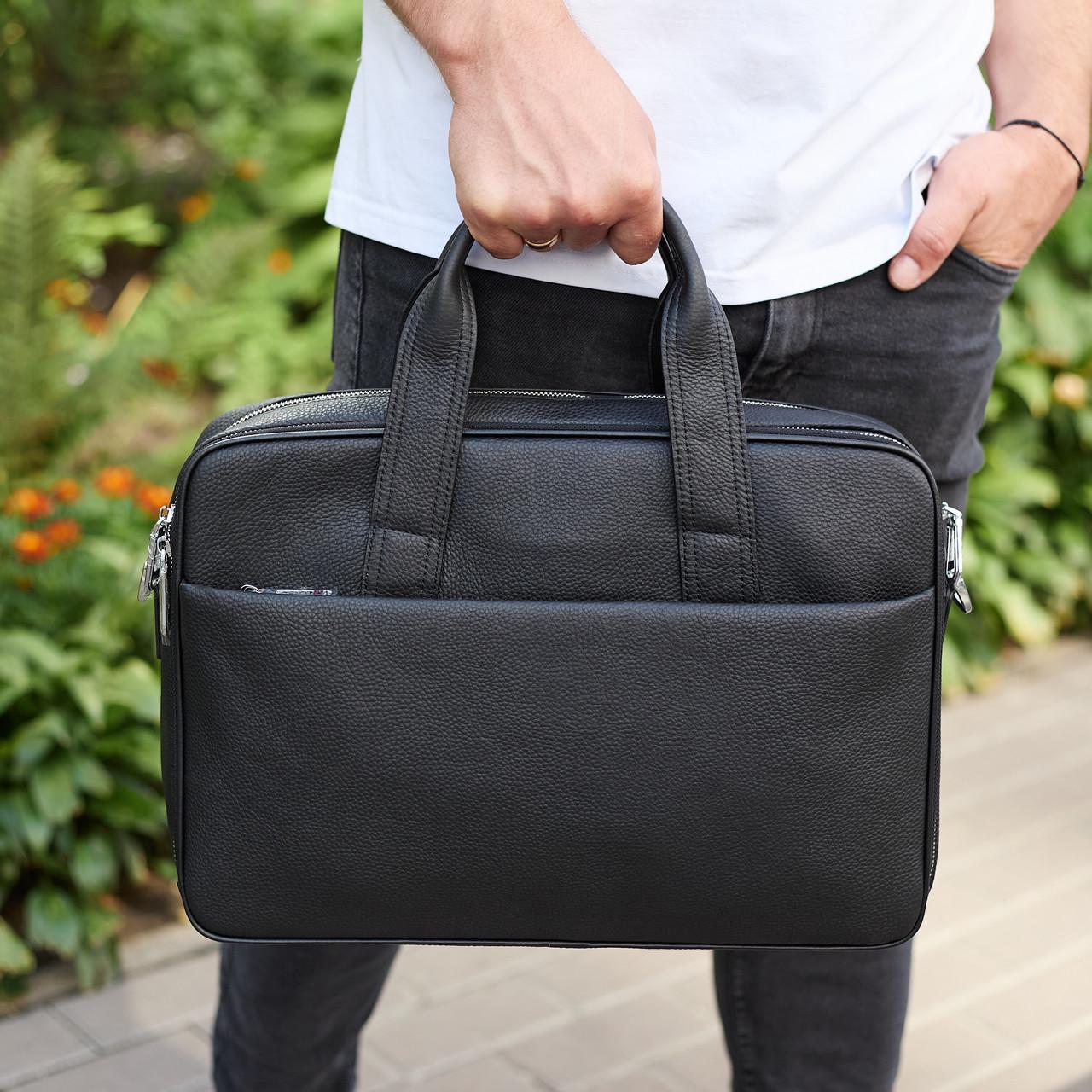 Портфель мужской на плечо 40х27х10 см Черный (56901)