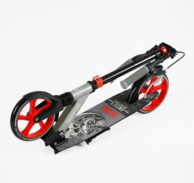 Самокат двухколесный Best Scooter SH-25048/4 SHARK с ручным тормозом/зажим руля/один амортизатор/в коробке/колеса PU 20 см (24996076) - фото 3