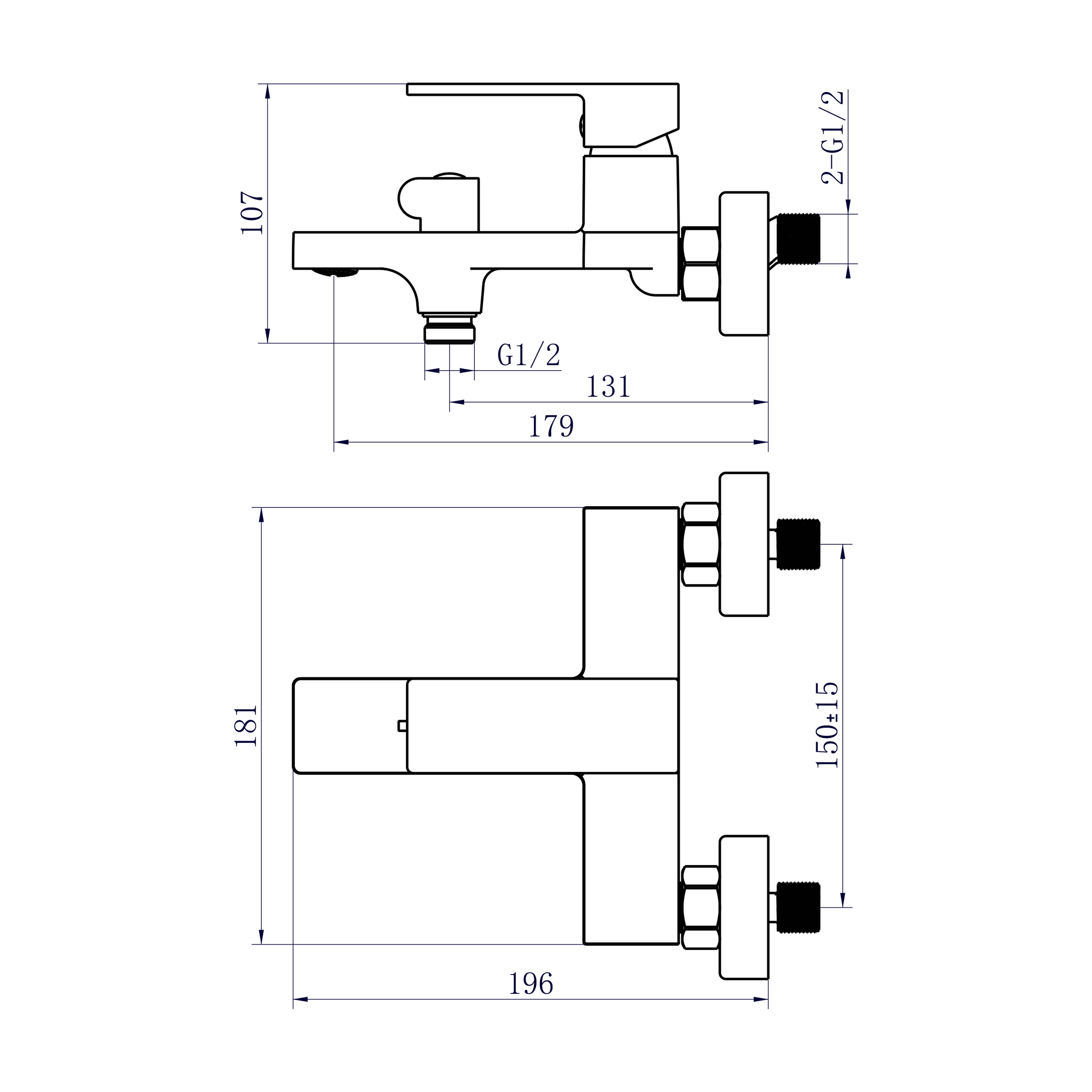 Смеситель для ванны Qtap Gemini QTGEM259GMB45684 с душевым гарнитуром Gunmetal Black PVD (SD00051808) - фото 2