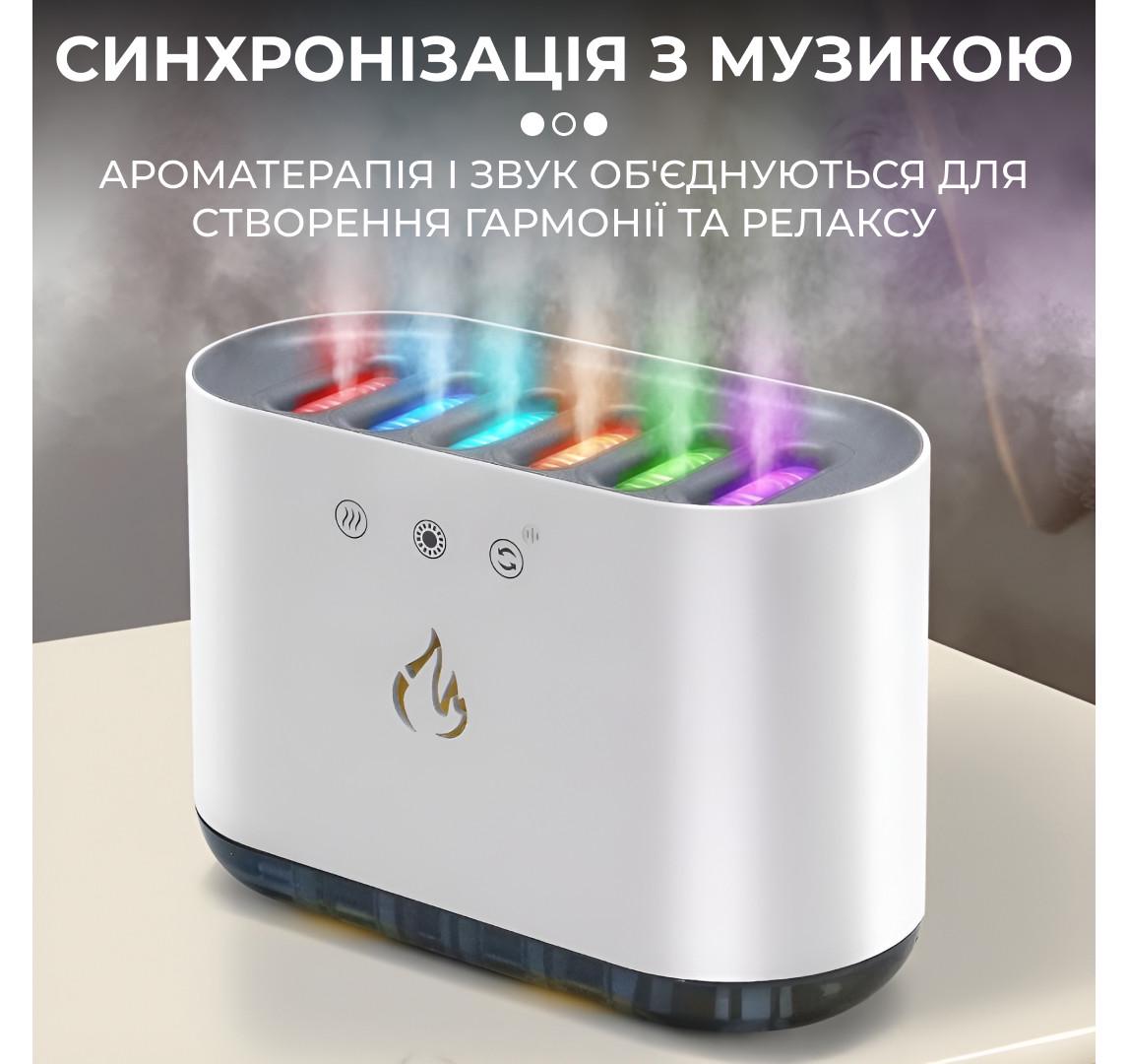 Зволожувач повітря з RGB-підсвічуванням та синхронізацією з музикою 900 мл Білий (3848) - фото 7