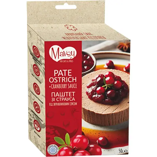 Лакомства для собак сублимированные Mavsy паштет из страуса под клюквенным соусом 50 г (FDMAVSY04)