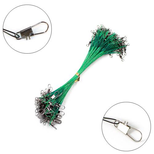 Комплект сталевих повідків для риболовлі 20 см 0,5 мм з вертлюжком і застібкою 20 шт. Green (495464) - фото 2