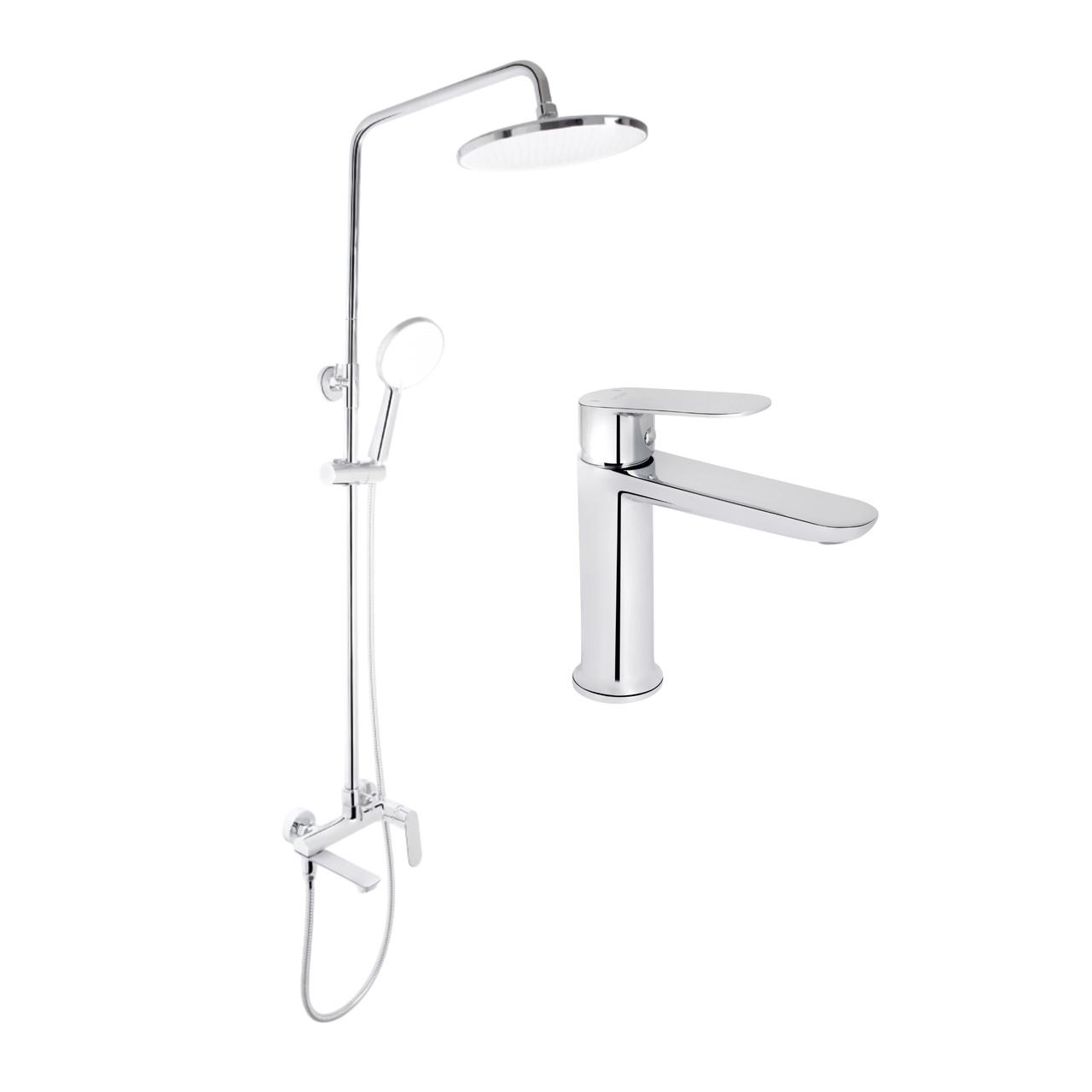 Набор для душевой комнаты Qtap Evia смеситель для раковины QTEVI2701CRM47576 Chrome/душевая система универсальная Qtap Evia (2732980009)