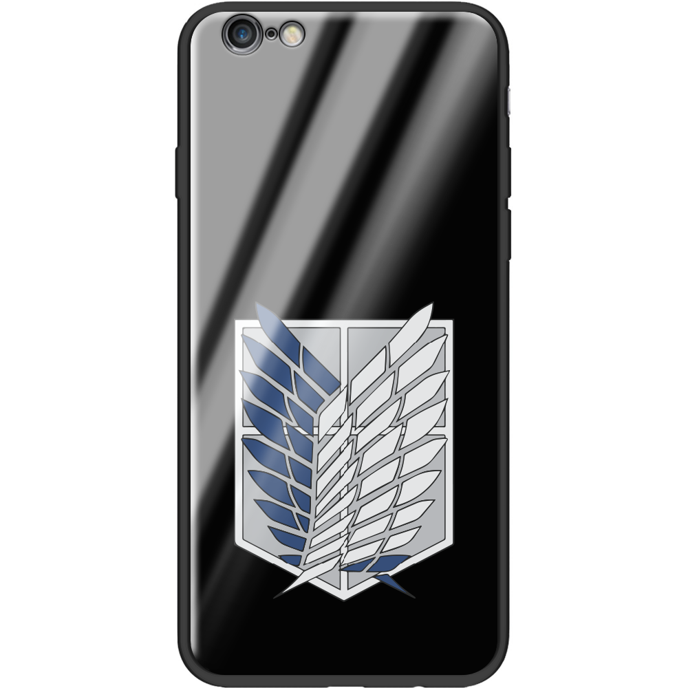 Чехол Boxface iPhone 6 Атака Титанов Крылья Свободы Черный силикон со стеклом (24523-bk88-37731)