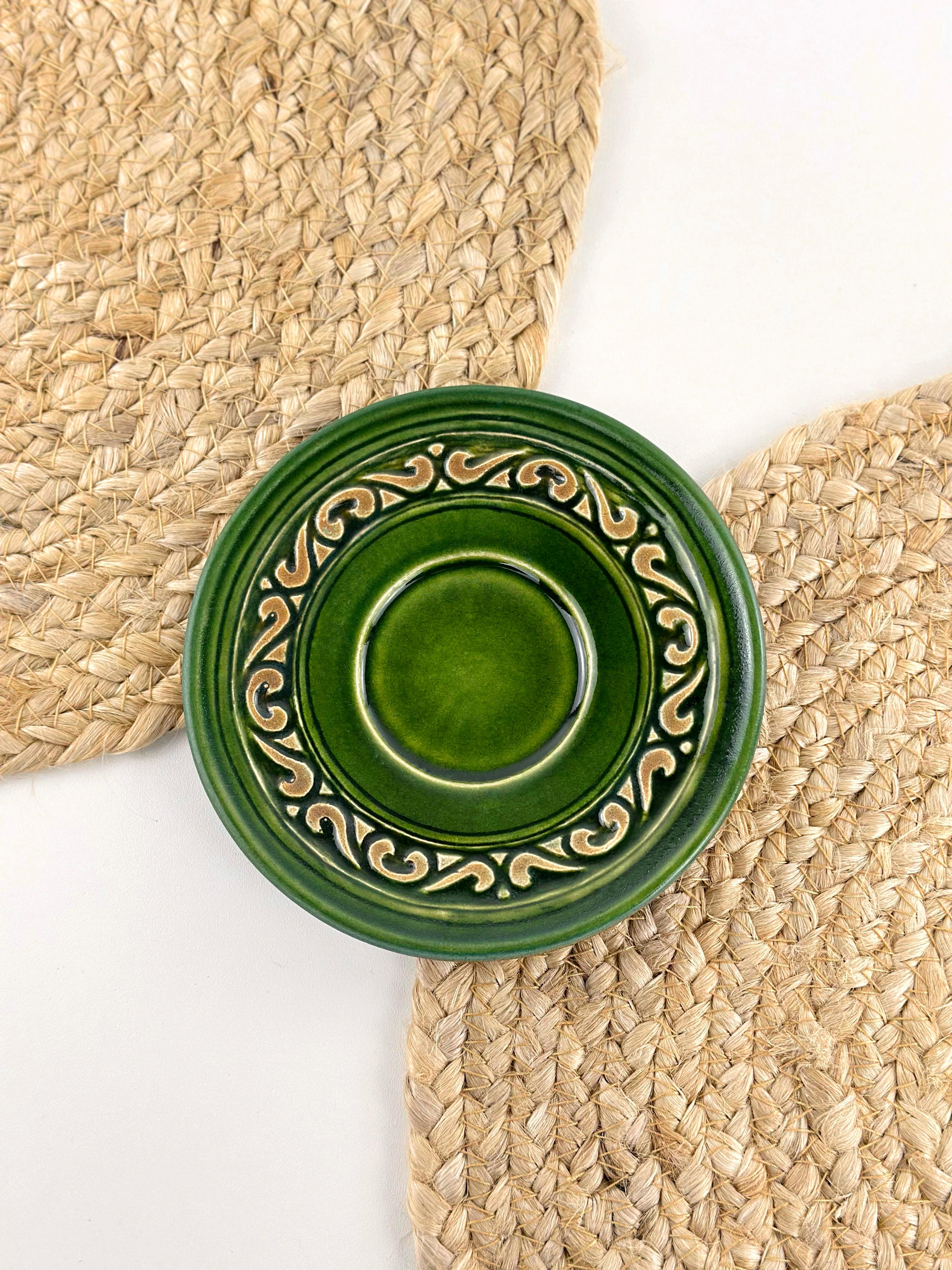 Блюдце для чашки глиняное Гражда 14 см Зеленый (17012-1)