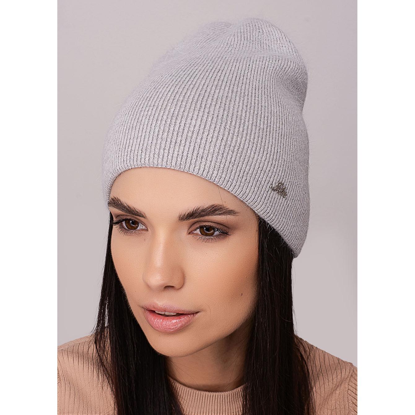 Шапка женская зимняя Leks СЕТКА ангоровая двойная без отворота one size Светло-серый (273034)