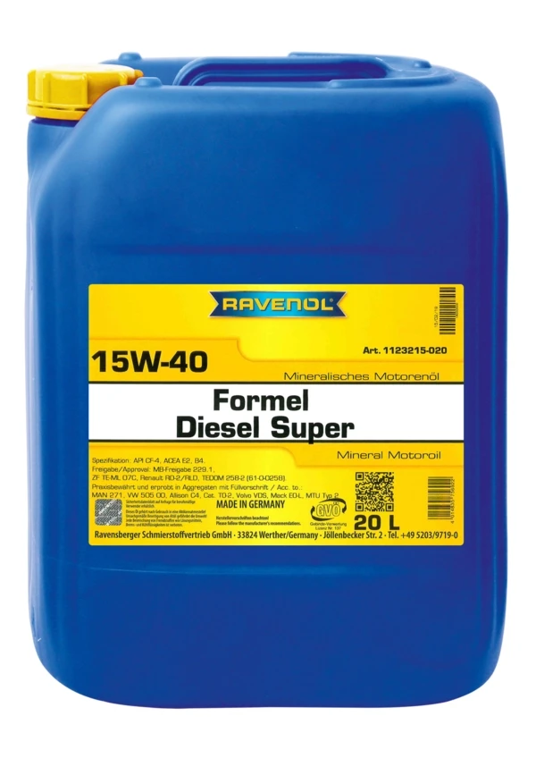 Моторное масло RAVENOL Formel Diesel Super 15W-40 минеральное 20 л (1123215-020)