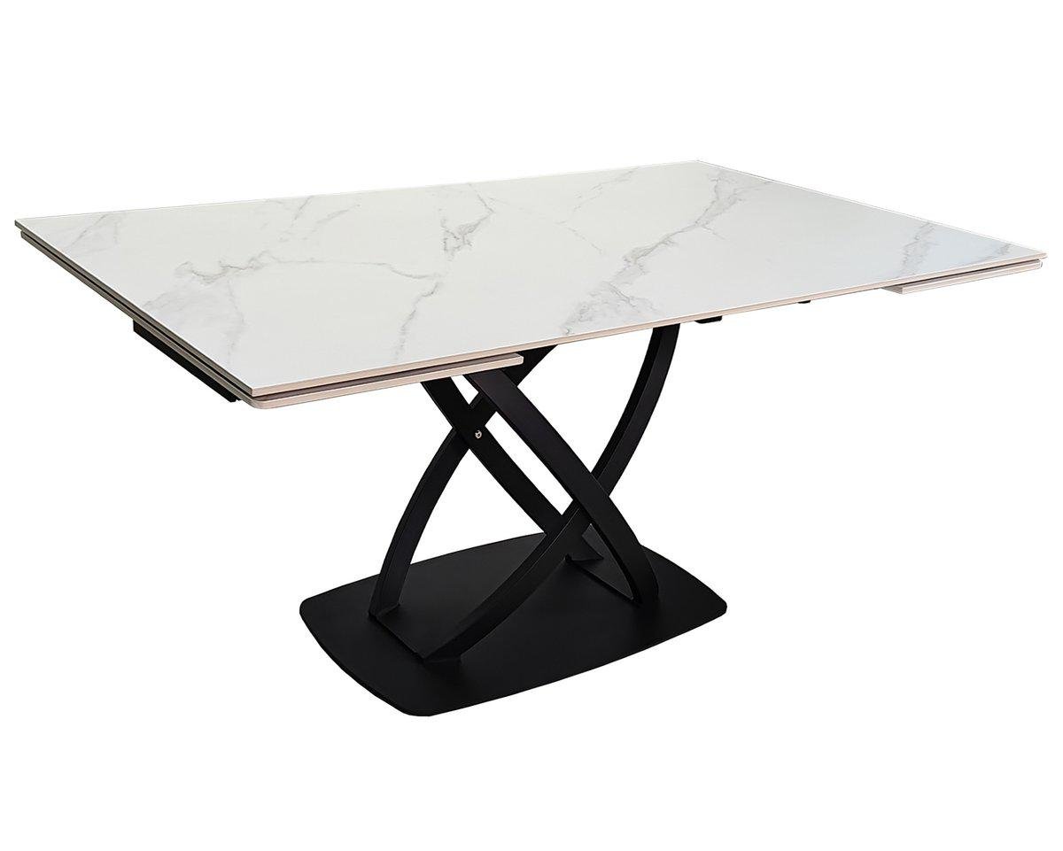 Стол обеденный раскладной Intarsio HILDA CERAMIC 160-240х90 см Белый матовый/Черный (HILDA160) Стол обеденный раскладной Intarsio HILDA CERAMIC 160-240х90 см Белый матовый/Черный (HILDA160)