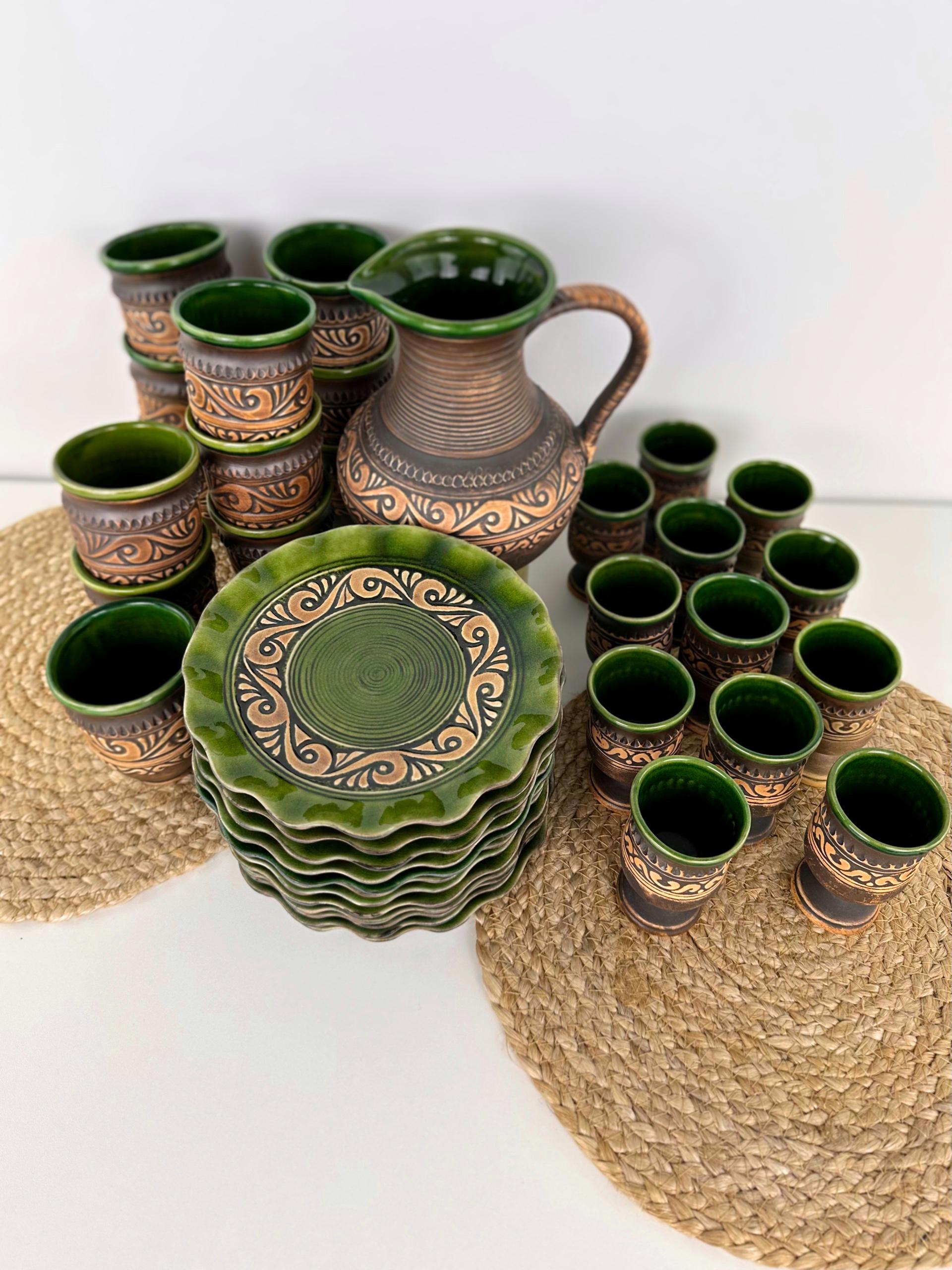 Набор керамической посуды Шляхтянский на 12 человек Коричневый (7019-7)