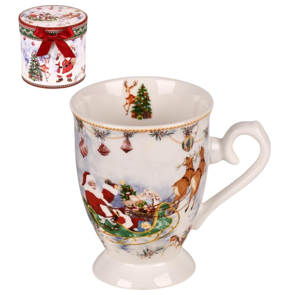 Чашка новогодняя с подарочной коробкой Santa R36276 300 мл 8х10,5 см Белый (30492129)