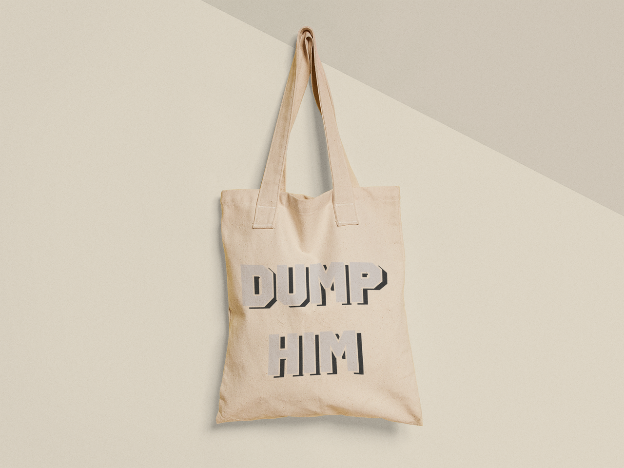 Эко-сумка шоппер с принтом "Dump him" 38х40 см Бежевый (ПН430-Т) Эко-сумка шоппер с принтом "Dump him" 38х40 см Бежевый (ПН430-Т)