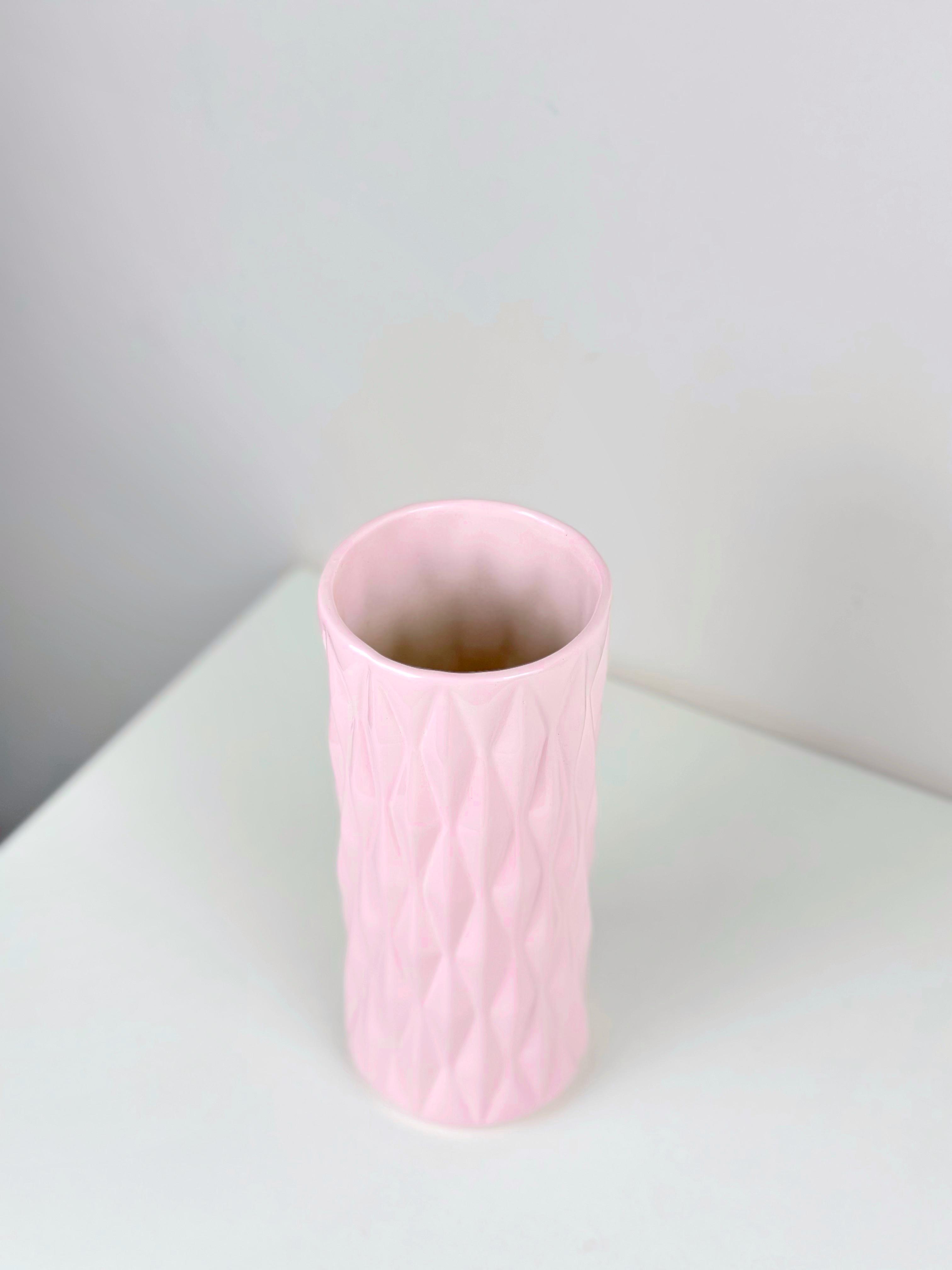 Ваза для квітів і декору глиняна керамічна Кристал 20 см Рожевий (4001-12) - фото 4
