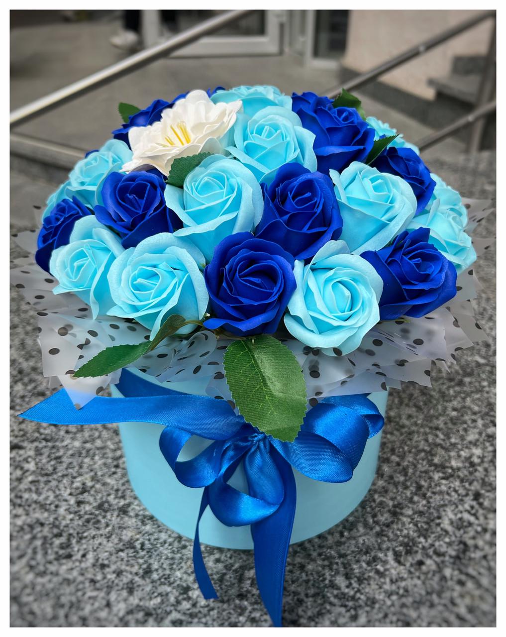 Подарунковий бокс Букет троянд з мила Синій (2122059653) - фото 3
