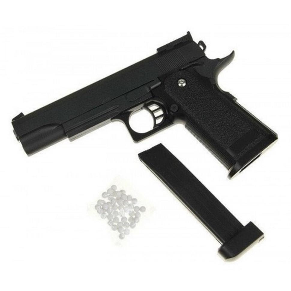 Игрушечный пистолет на шариках Colt M1911 Galaxy G6+ металл с кобурой Черный (41463)