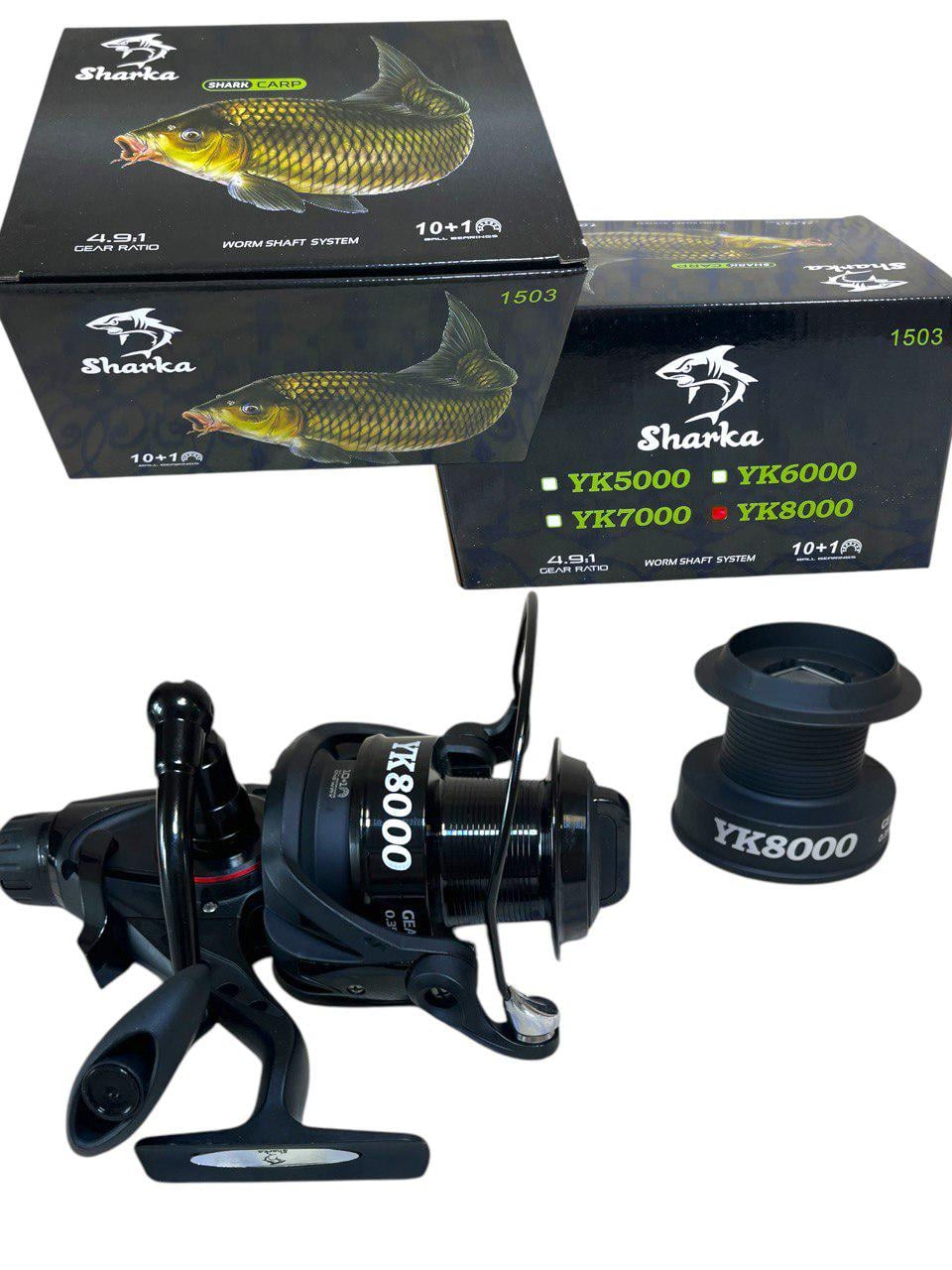 Катушка карповая Shark Carp YK8000 10+1 с бейтранером две шпули (1526368877)