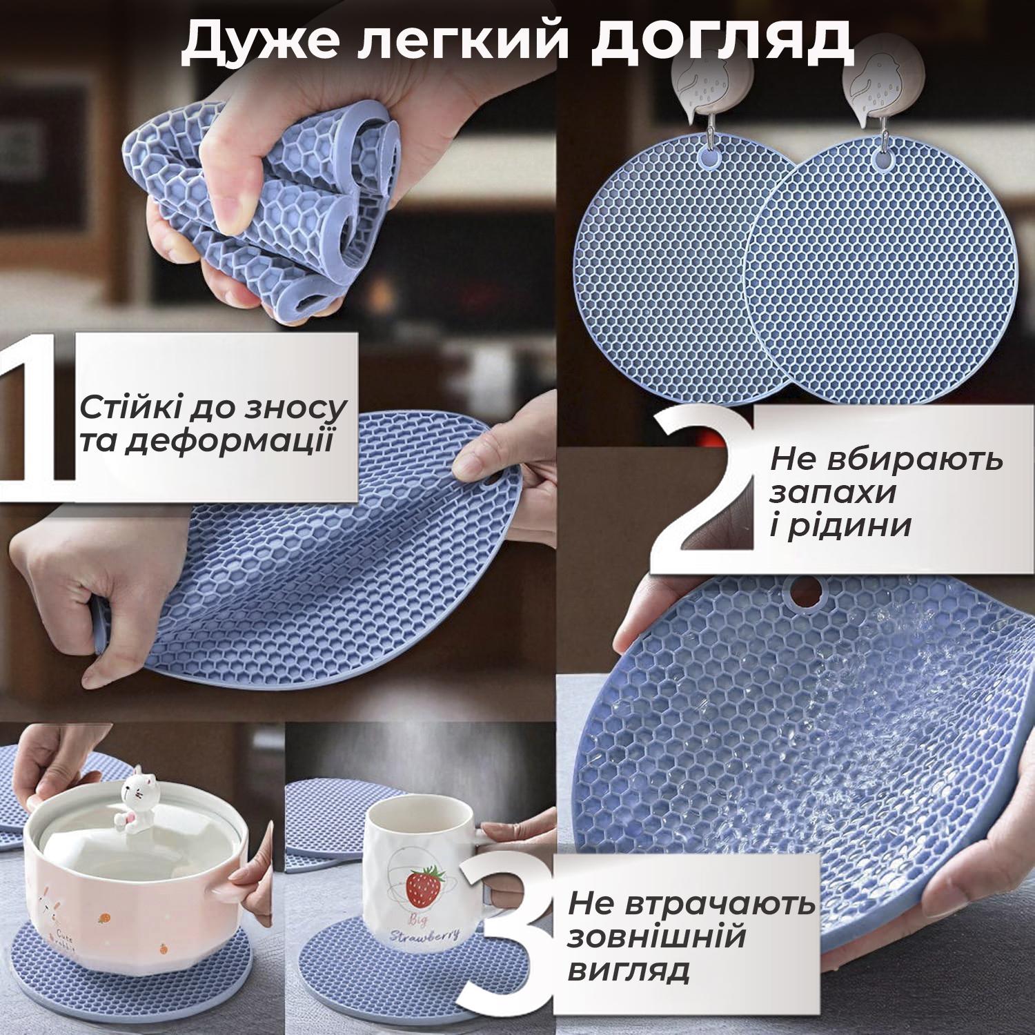 Подставки под горячее силиконовые 3 шт. Синий - фото 6