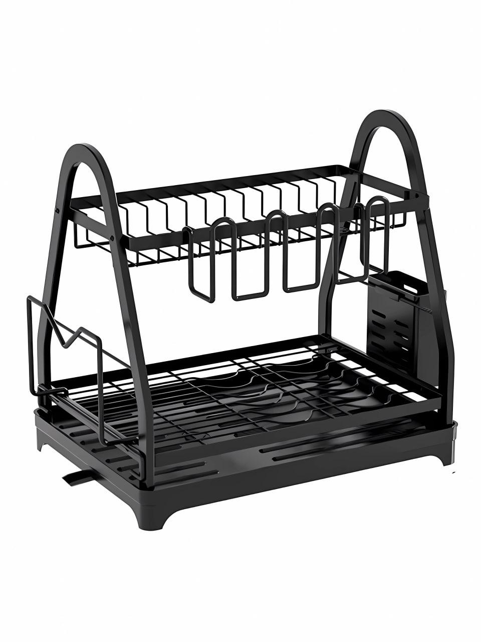 Сушарка для посуду настільна Edenberg EB-17982 на 2 яруси 50х30х38 см Чорний (5555ОД)