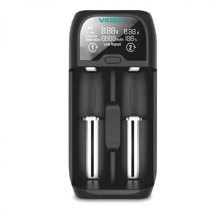 Мережевий зарядний пристрій Videx UD200 1-2 акумулятора AA/AAA/C/16340/18650/26650 2A