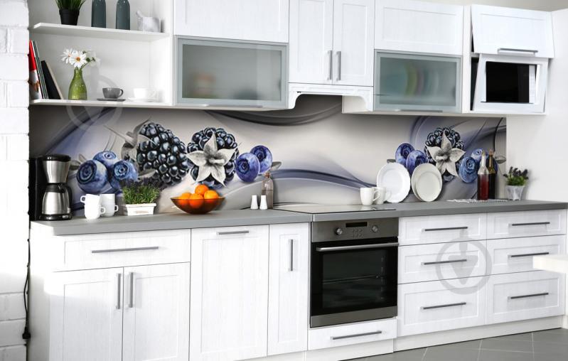 Скинали на кухню Zatarga «Ягоды в серебре» 600х2500 мм виниловая 3Д наклейка кухонный фартук самоклеящаяся