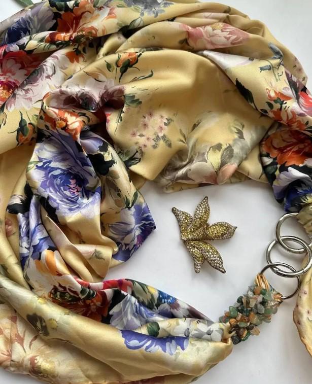 Хустка шовкова My Scarf Золотий сад 90 на 90 см Преміум ВІП колекція