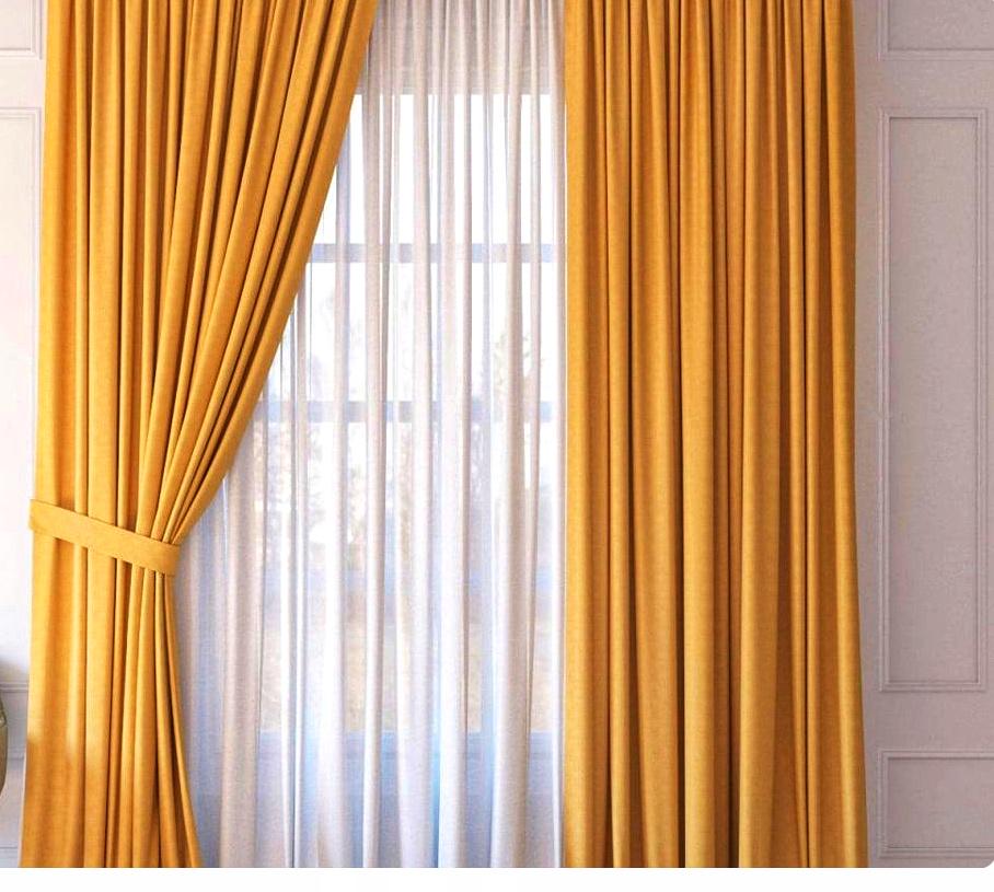 Штора микровелюр однотонная Орхидея 150х270 см Желтый