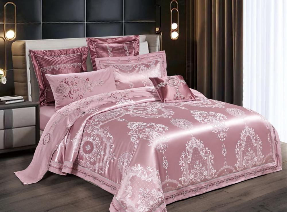 Комплект постельного белья Bella Villa с кружевом евро сатин-жаккард J -0057 EU (DR012656)