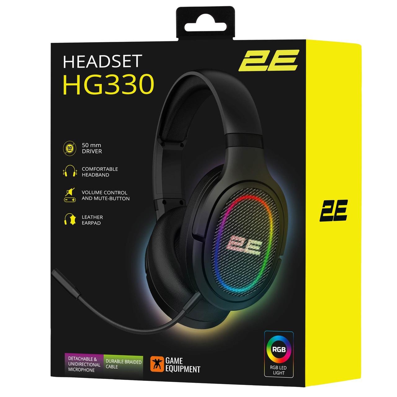 Навушники геймерські провідні з підсвіткою 2E Gaming HG330 RGB mini-jack/dual 3,5 мм 2 м Чорний (iz15761) - фото 8