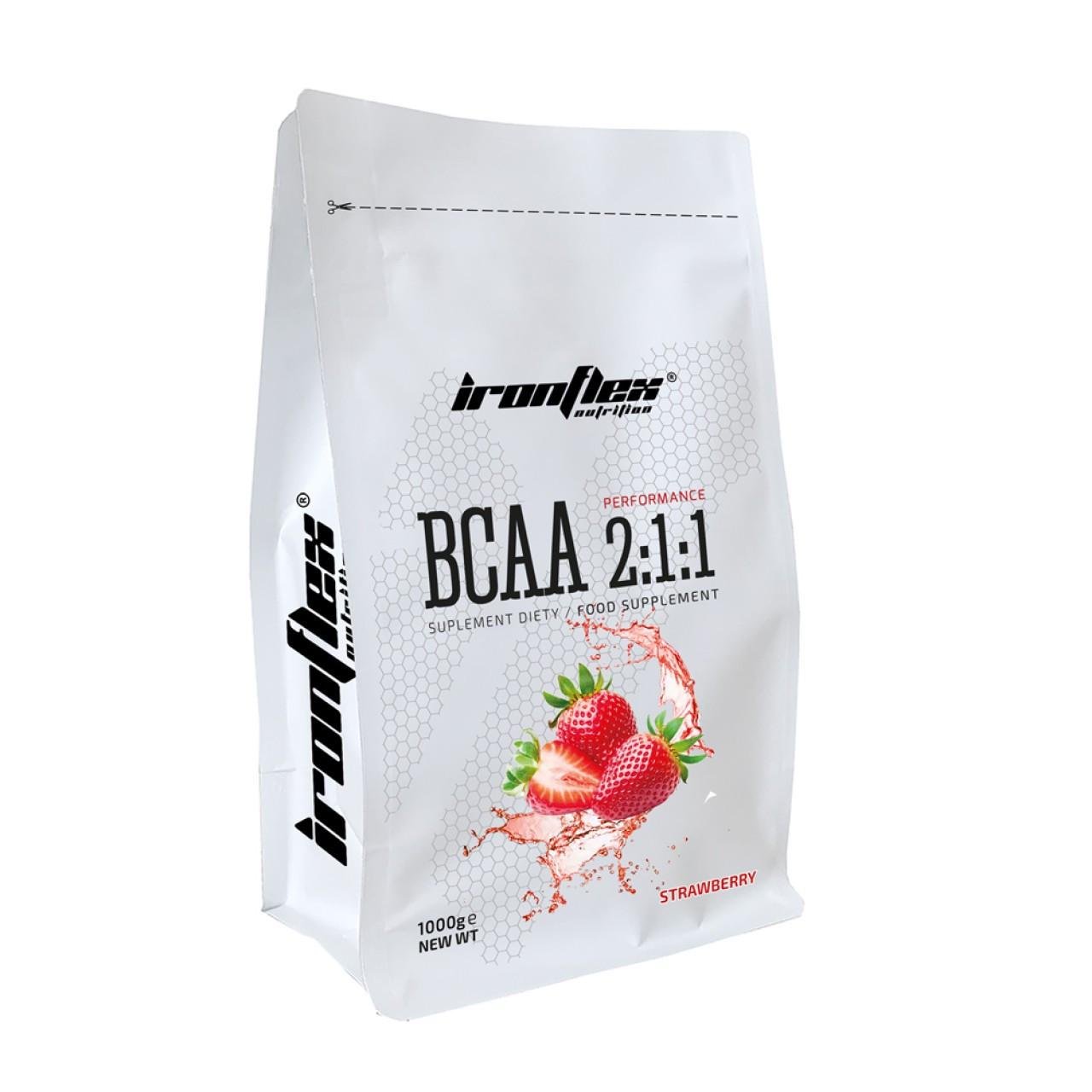 Амінокислота BCAA для спорту IronFlex BCAA Performance 2-1-1 1000 г 200 порцій Strawberry