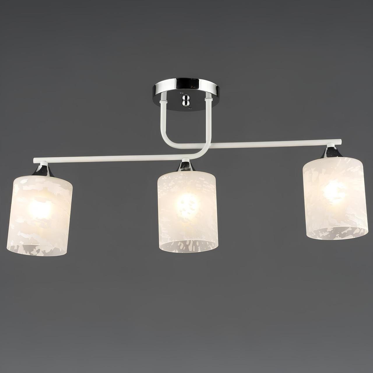 Люстра Valeso на три плафона в формі циліндрів під лампи Е27 Білий/Хром (B A4418/3)