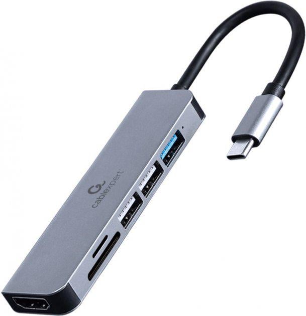 Концентратор USB-хаб Cablexpert 6in1 Grey (A-CM-COMBO6-02)