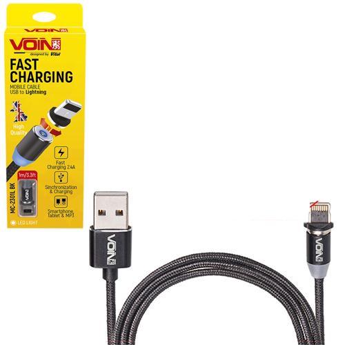 Кабель магнітний Voin USB-Lightning для зарядки 2,4 А 1 м Black (00000053045)