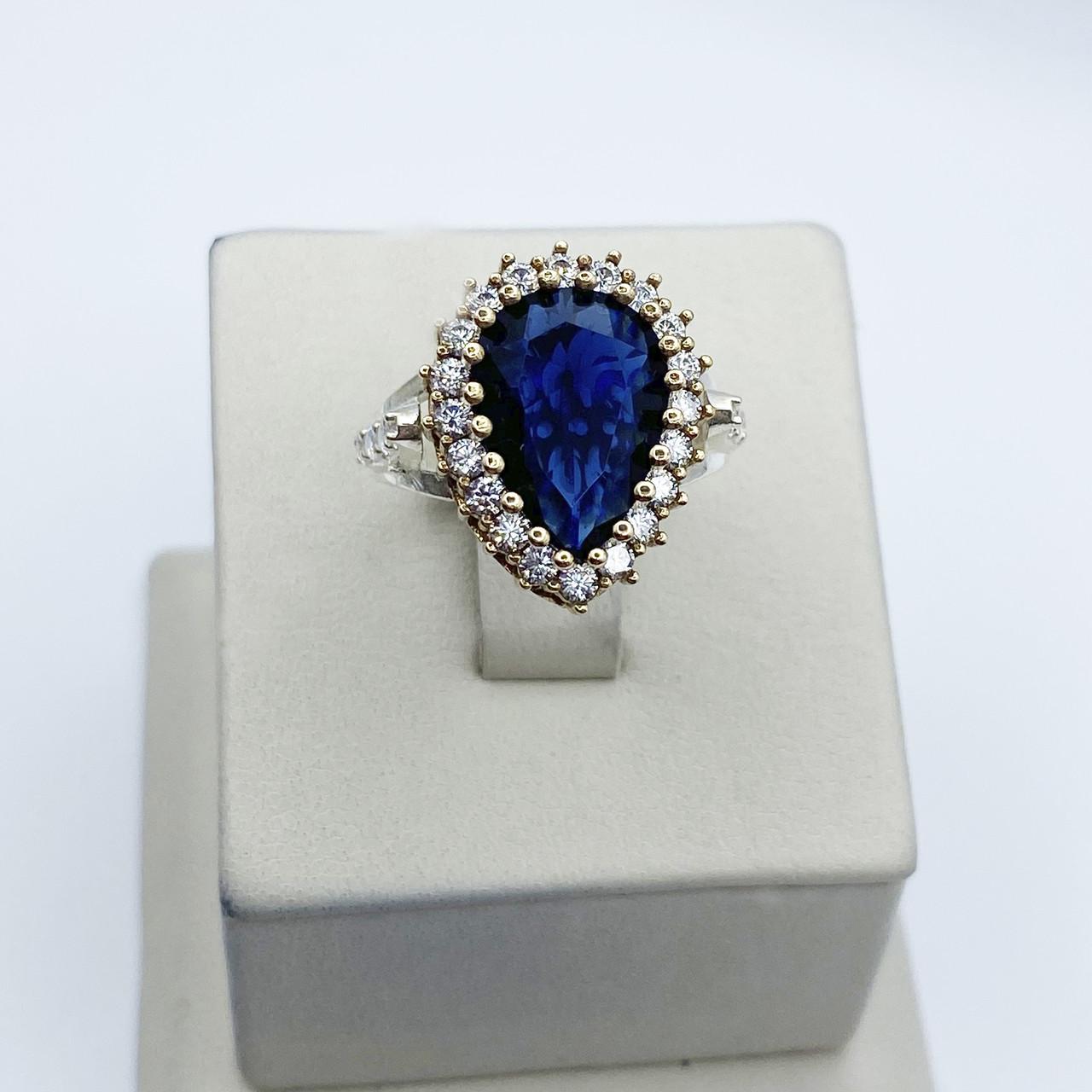 Кольцо серебряное Роксолана с сапфиром и кубическим цирконием р. 17 6,25 г (2046791211)