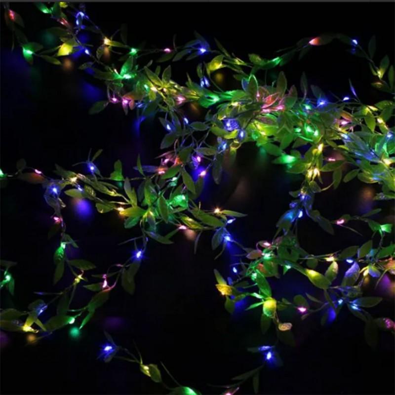 Гірлянда Штора Листя верби 3х1 м 200 LED мідний дріт з подовжувачем Різнокольорий (47982) - фото 3