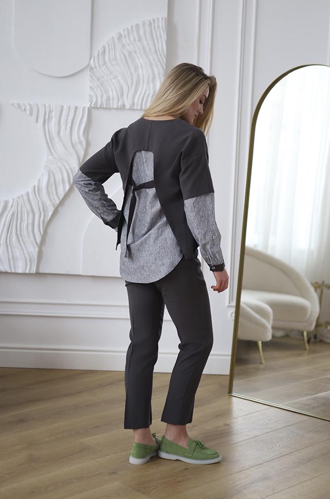 Костюм Lipar 4101 двойка с застежкой на пате р. 48 Графитовый (16907066) - фото 3 Костюм Lipar 4101 двойка с застежкой на пате р. 48 Графитовый (16907066) - фото 3