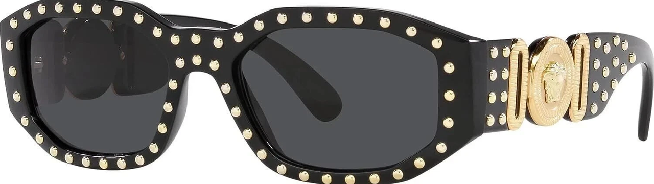 Солнцезащитные очки Versace VE4361 со стразами женские Медуза темная линза Черный