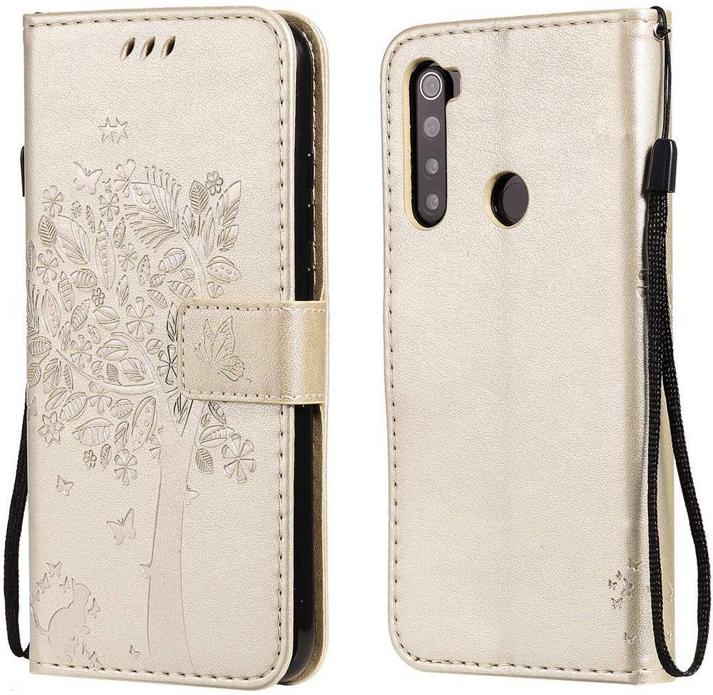 Чехол для Xiaomi Redmi Note 8T (рисунок кот и дерево) Gold (10159-2A)