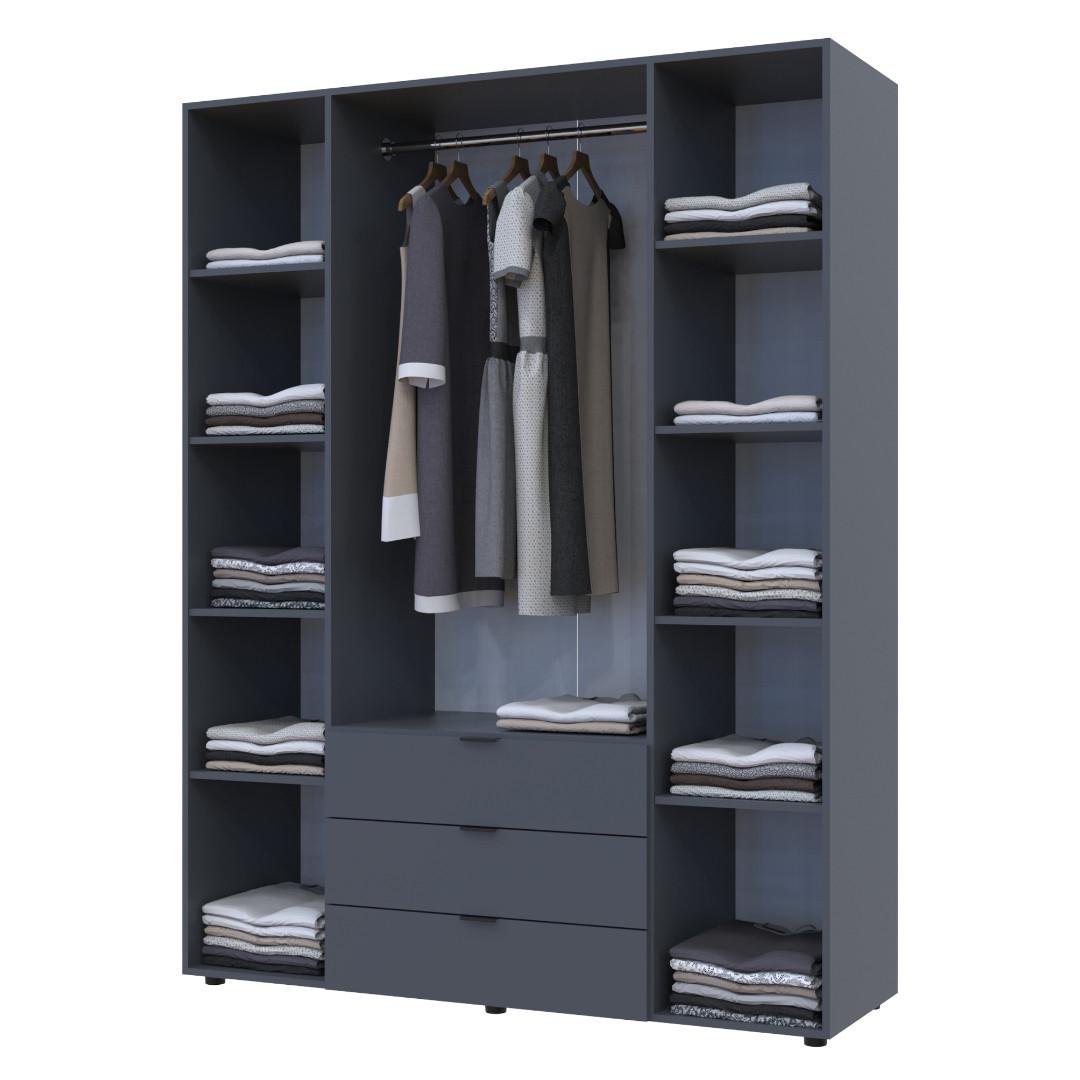 Шкаф распашной для одежды Doros Гелар 155х49,5х203,4 см Графит (26815735) - фото 3 Шкаф распашной для одежды Doros Гелар 155х49,5х203,4 см Графит (26815735) - фото 3