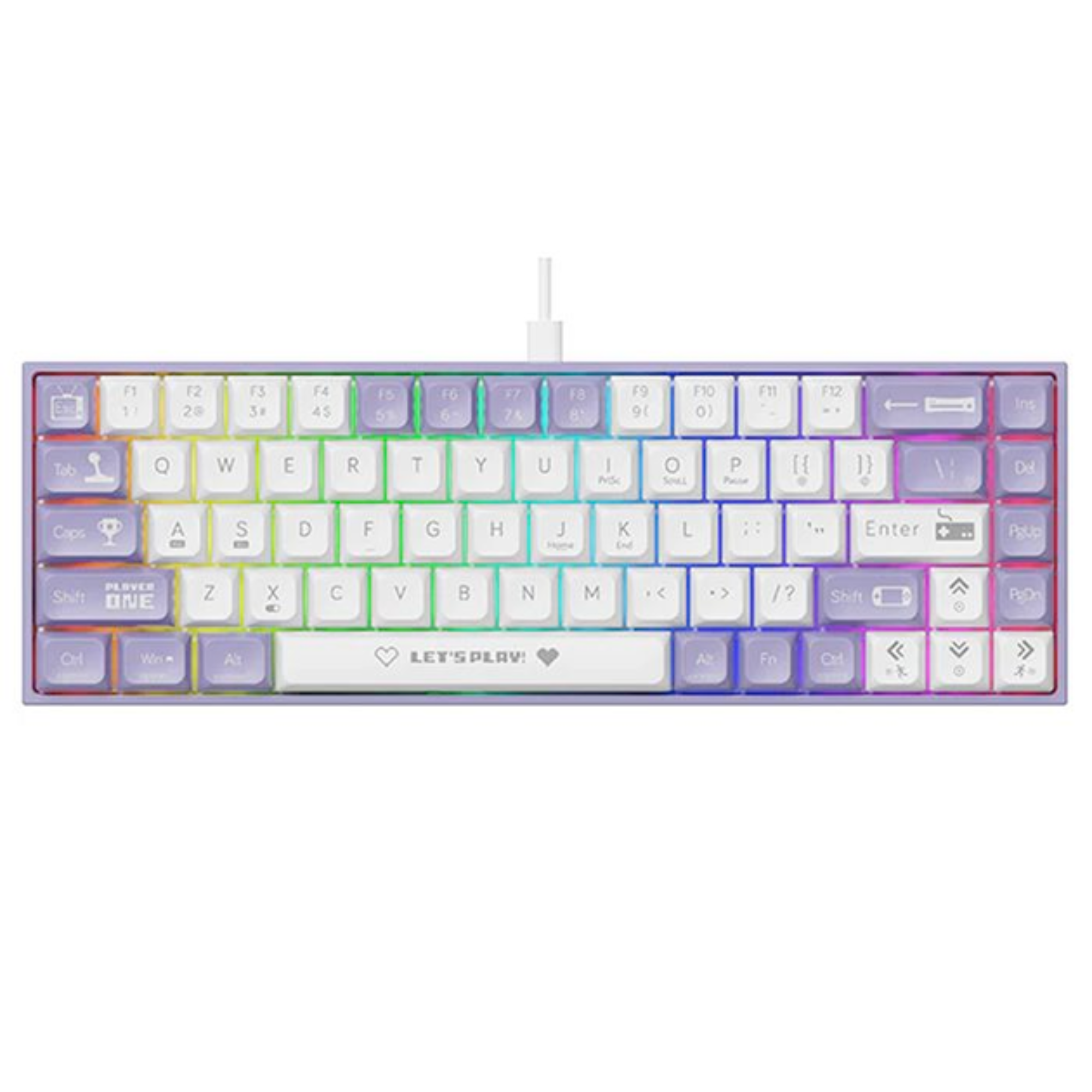 Клавіатура механічна ігрова Ajazz AK680 з RGB підсвіткою та підтримкою Hot-Swap Purple (23682344)