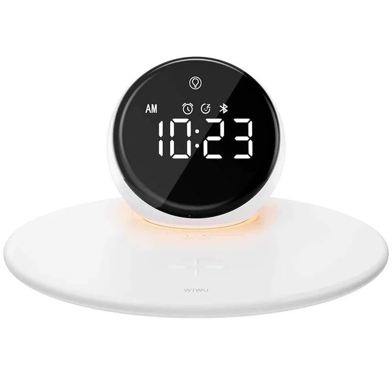 Зарядний пристрій бездротовий WIWU Wi-W017 15W Wireless Charger/Digital Alarm/Bluetooth Speaker White (00000068520_1)